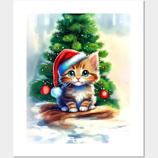 Christmas Kitten Posters and Art